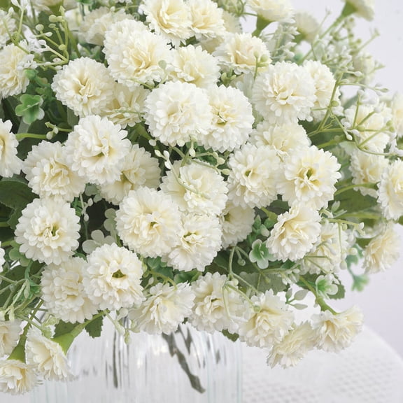RENACLIPY Simulation Flower for Party White Carnations Made with Silk Cloth and Plastic Material