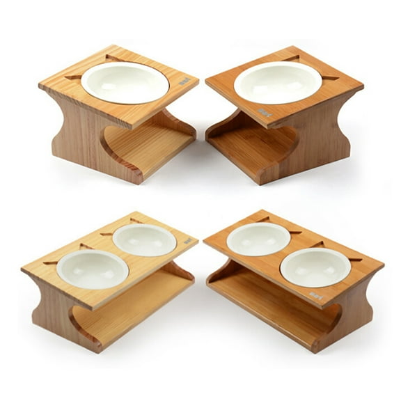 RENACLIPY Single Dog Feeder Dog Bowl Wood Chocolate Pet Owners Feeding Time 1Pack