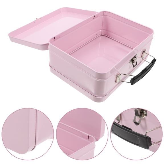 RENACLIPY Pink Mini Suitcase Boxes Tinplate Storage for Jewelry Holder 1Pack