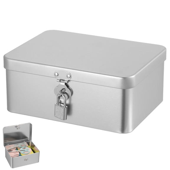 RENACLIPY Plated Tinplate Metal Storage Box Hinged Lid Medium Size