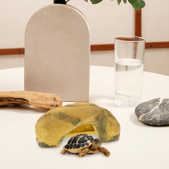 RENACLIPY Reptile Cave Ornament Resin Rock Hideout for Bearded Dragon Turtle Habitat