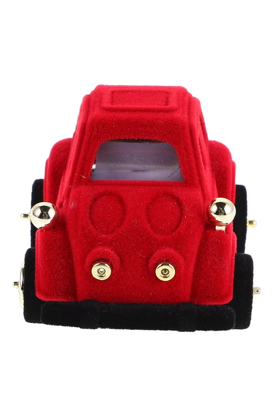 Velvet Lined Red Jewelry Box with Car Plush Design for Wedding and Proposal