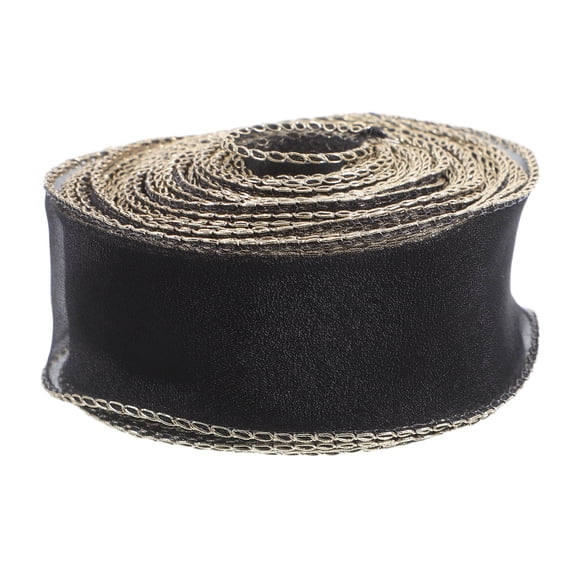 RENACLIPY Soft Polyester Tulle Ribbon Black with Plated Gold Trim for Wrapping and Wreaths