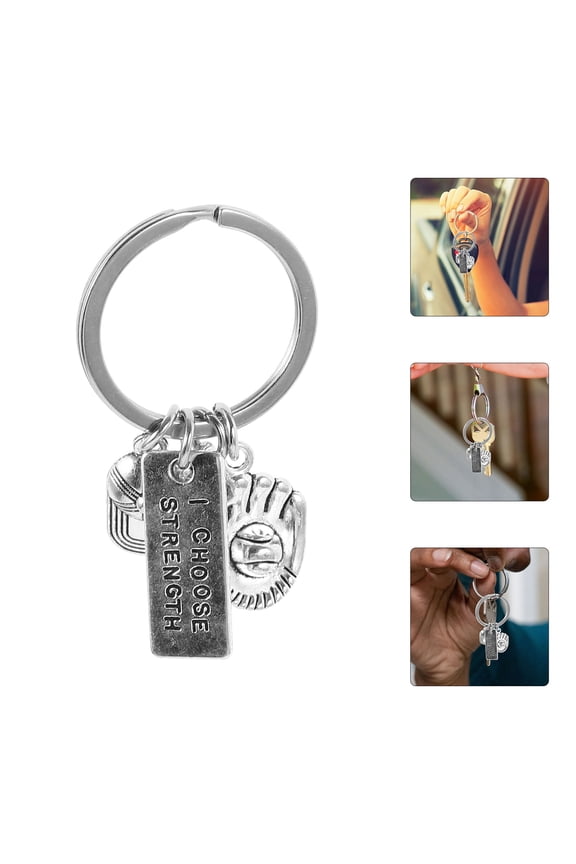 Sports Theme Keyring Baseball Keychain Key Management Silver 1Pcs