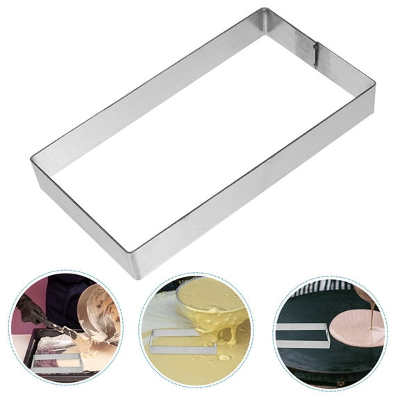 RENACLIPY Stainless Steel Cake Mould Rectangle Baking Silver 1 Piece