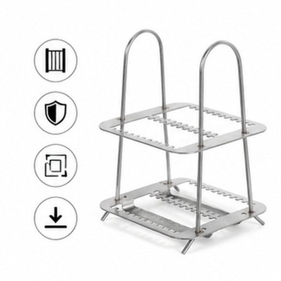 RENACLIPY Stainless Steel Microscope Slide Rack, Multi-Slot Vertical Holder Stand for Lab Slide Storage and Drying Organizer