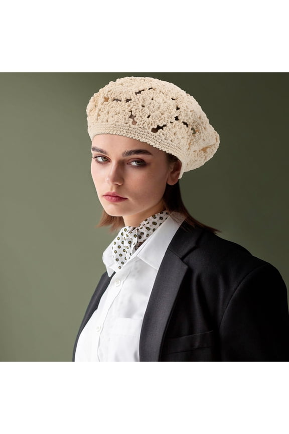 Straw Beret Hat For Women Artistic Gatherings Breathable Cotton 1Pcs