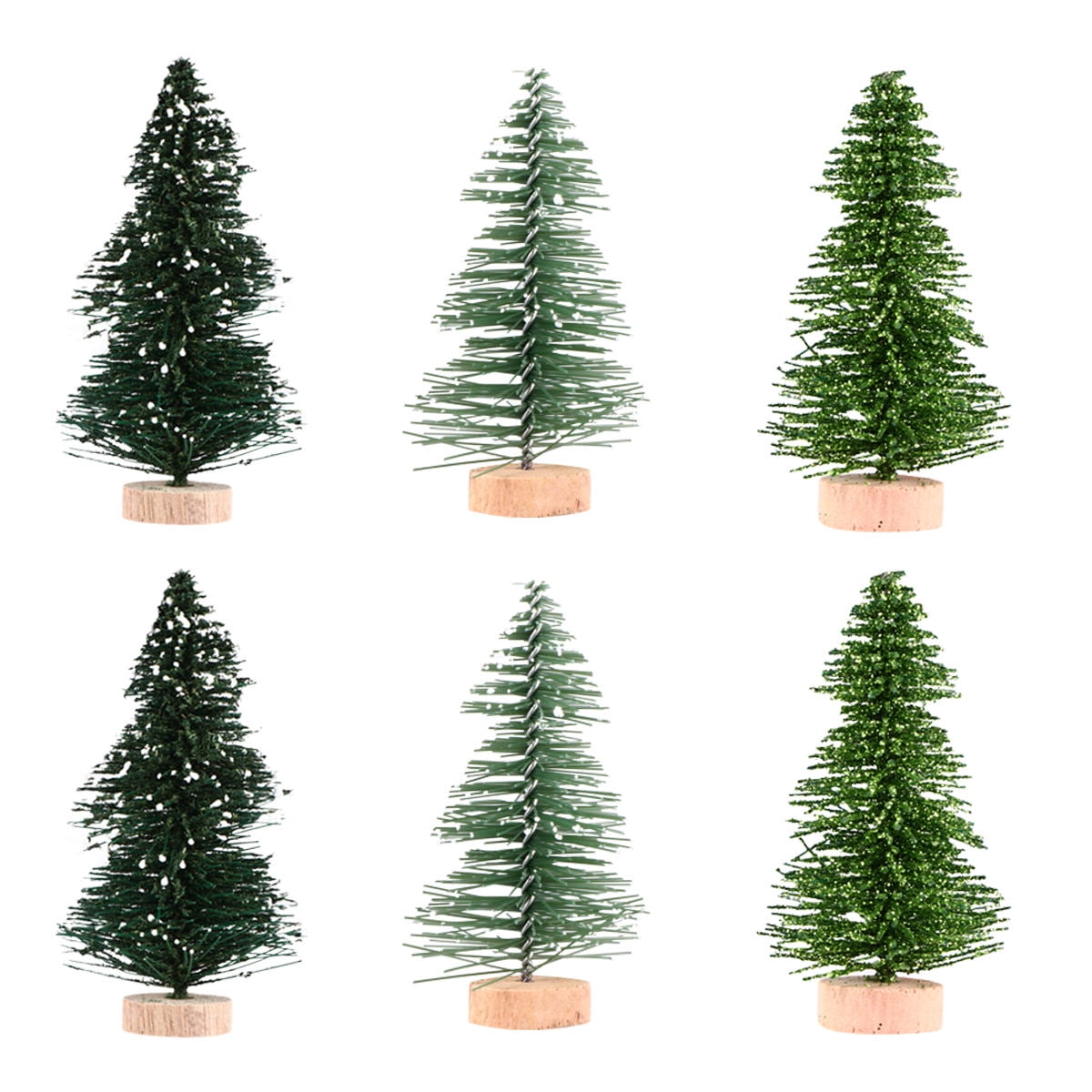 RENACLIPY Pine Tree Tabletop Ornament with Wood Stand, Assorted Colors ...