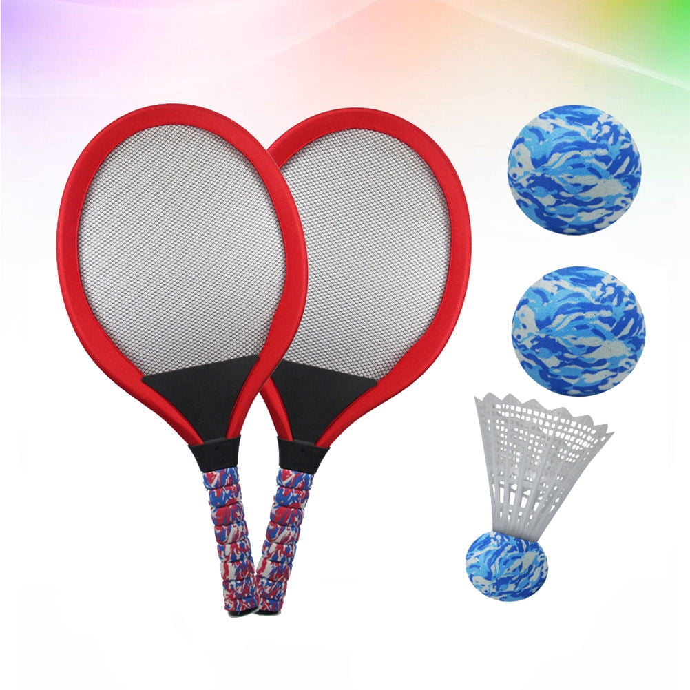 Shool Plastic Racket RENACLIPY Badminton Racket Set Tennis Badminton Racket Set Red 1 Pair ...