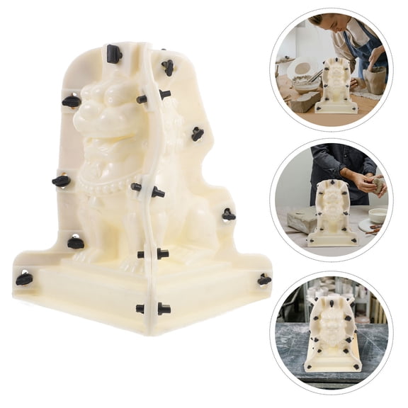RENACLIPY Lion Shaped Beige Plastic Mold for Concrete Crafting, Garden Decor, Outdoor Decoration and Projects