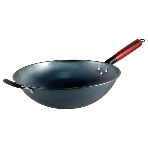 RENACLIPY Nonstick Traditional Wok with Ergonomic Wooden Handle for Stove Top Cooking and Stir Fry