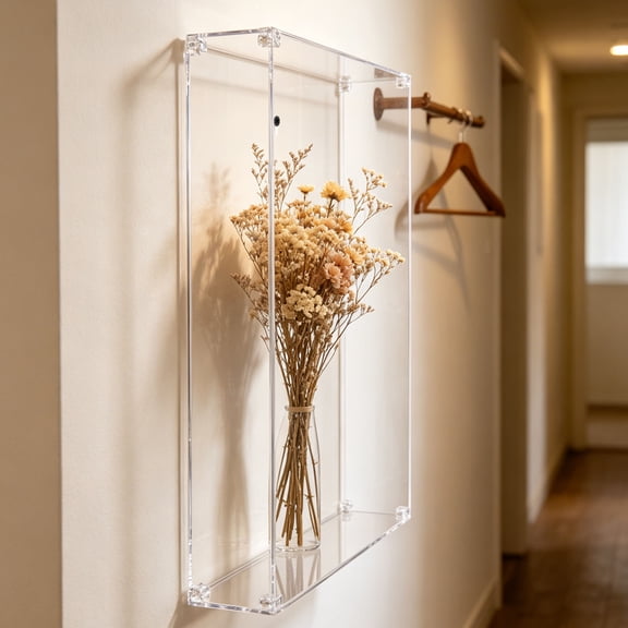 RENACLIPY Transparent Acrylic Shadow Box Frame for Wall Mount Display with Crystal Clear Acrylic Case