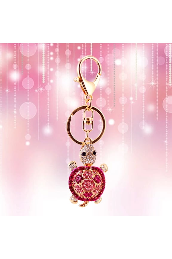 Shiny Turtle Keychain Pendant with Rhinestones, 1 Piece Bag Charm Accessory for