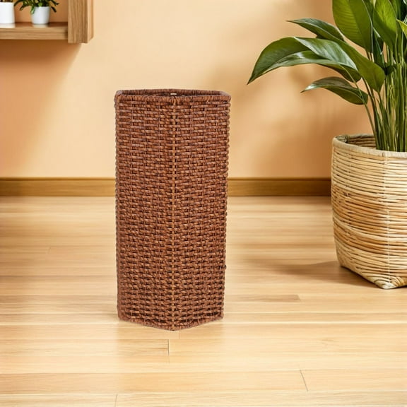 RENACLIPY Brown PE Woven Umbrella Stand for Indoor Entryway, Efficient Storage Organizer for Home and Office