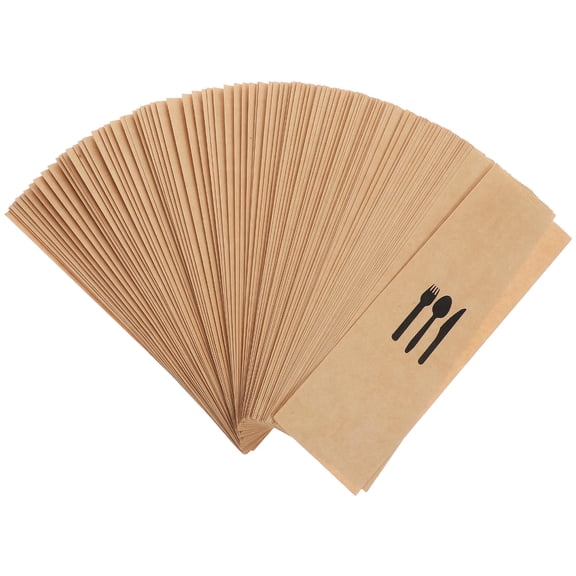 RENACLIPY Utensil Sleeve for Party Elegant Kraft Paper Cutlery Holder Rustic Design 100pcs