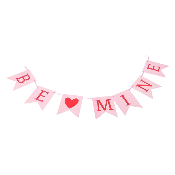 RENACLIPY Pink Heart Valentine Banner for Proposal and Wedding Party Decoration Paper Material