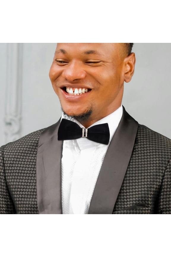 Velvet Bow Tie for Women, Black Velvet Bowties Set, Elegant Wedding Accessories, Handmade Craftsmanship