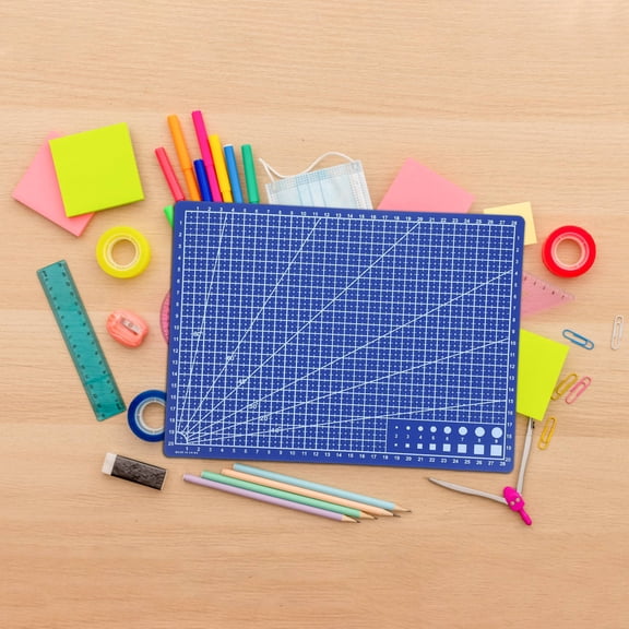 RENACLIPY Versatile Double Sided Dark Blue Cutting Board for Hobbyists with Non Slip Base and Precise Grid