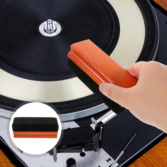 RENACLIPY Vinyl Cleaning Brush Turntable Stylus Cleaner Multi Velvet and Wood for Home Use 1Set