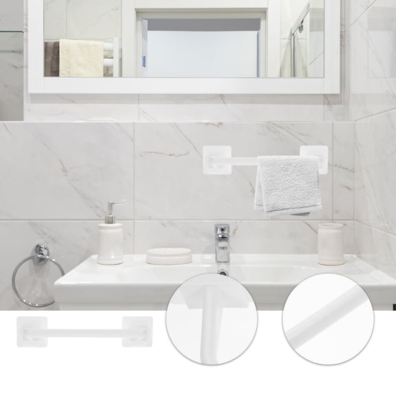 RENACLIPY White Wall-Mounted Bathroom Towel Bar ABS Holder for Washcloths, Dishcloths, and Towels