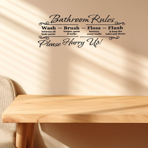 RENACLIPY Bathroom Rules Wall Art Decal for Bathroom Wall Decor Black Self-adhesive PVC Adults 1Set