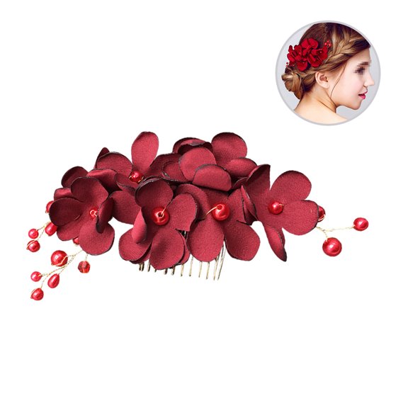 RENACLIPY Wedding Hair Pieces for Brides Red Hair Comb Hair Accessory for Women 1Pcs