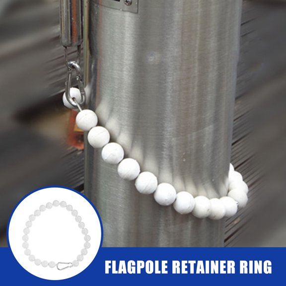 RENACLIPY Weighted Flagpole Retainer Ring White Beaded Metal PVC Durable Accessory