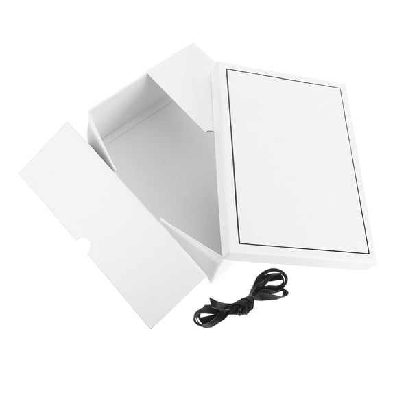 RENACLIPY White Cardboard Foldable Present Box with Lid and Bow for Stylish Birthday and Celebration Wrap