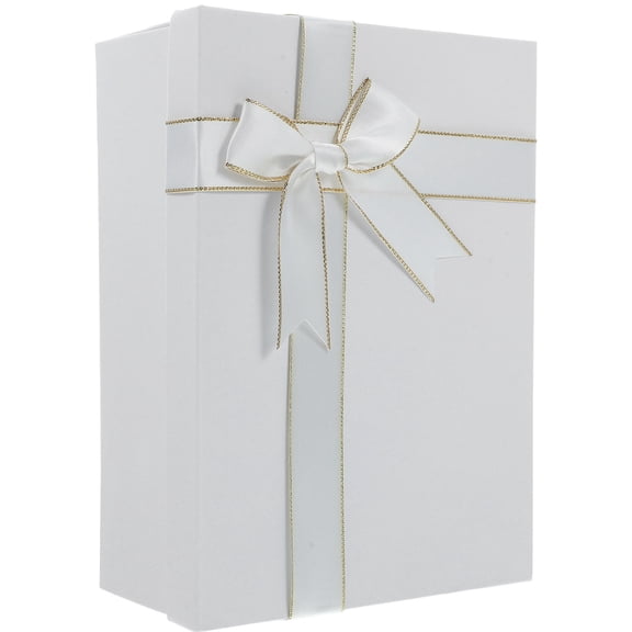 RENACLIPY White Wrapping Box with Ribbon Bow, Elegant Decorative Present Box for Holidays, Parties, Weddings