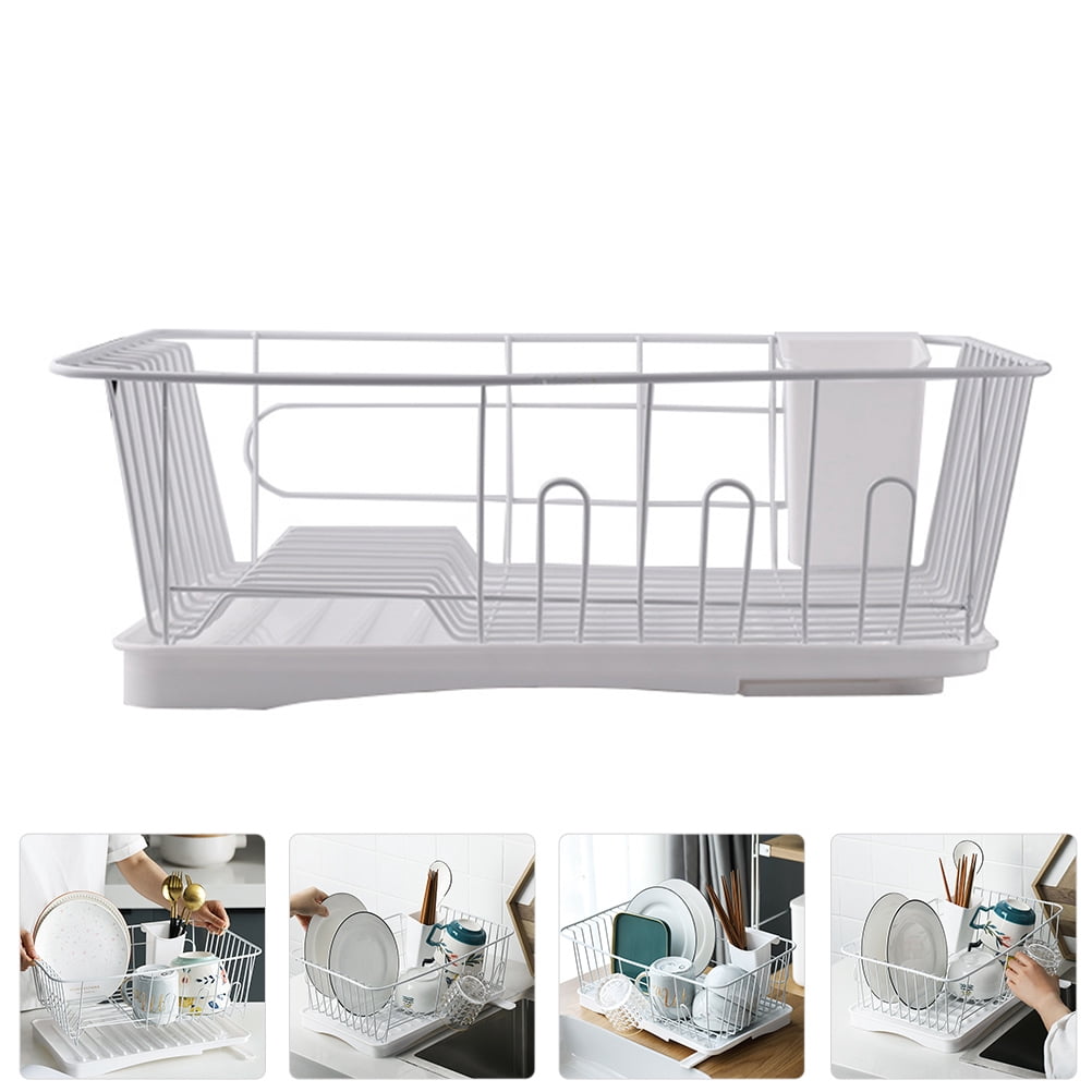 Sytorage Rack Layout RENACLIPY White Kitchen Dish Drying Rack and Storage Organizer for Home ...