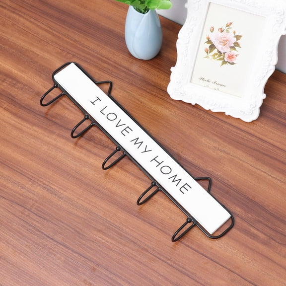 RENACLIPY White Iron Wall Hooks for Home Storage, Heavy Duty Wall Mounted Organizer for Clothes, Towels, Hats, Keys, Umbrellas, 1 Pack