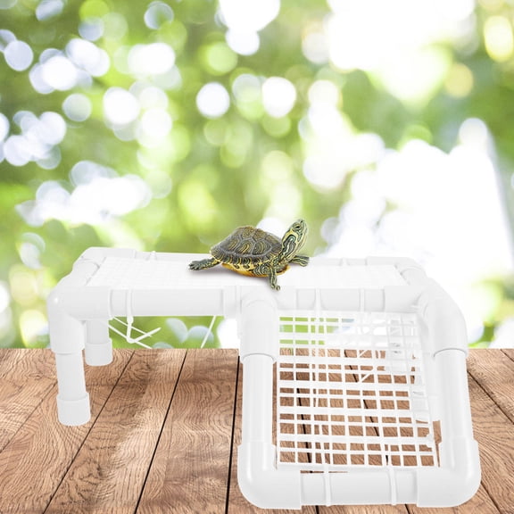 RENACLIPY Turtle Floating Basking Platform with White Ramp for Reptile Habitat and Aquarium Decor