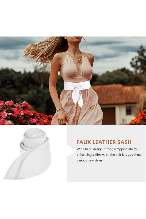 White Wide Belts for Women Dress Sash Imitation 1Set for Dates