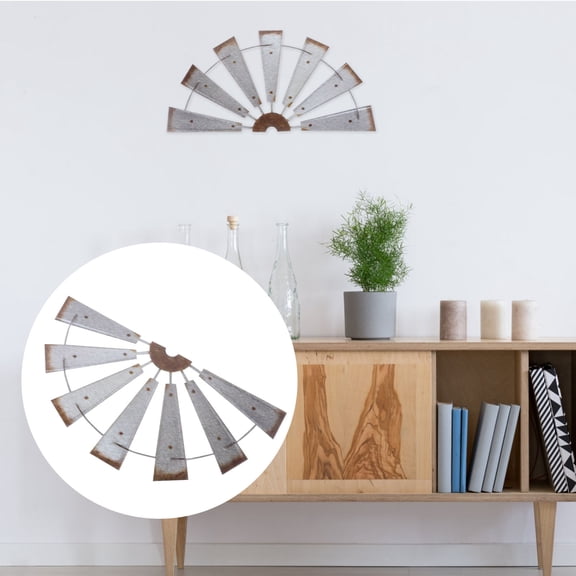 RENACLIPY Windmill Wall Hanging 1PCS Iron Rustic Home Decor for Office Living Room Cottagecore Style Decoration