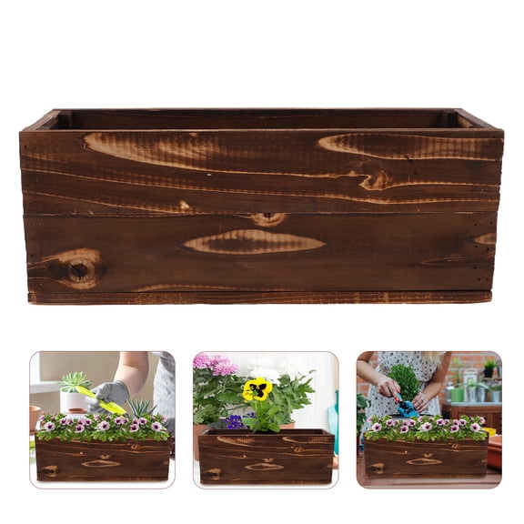 RENACLIPY Rustic Rectangular Planter Box Wood for Indoor Flower Pots 1Set