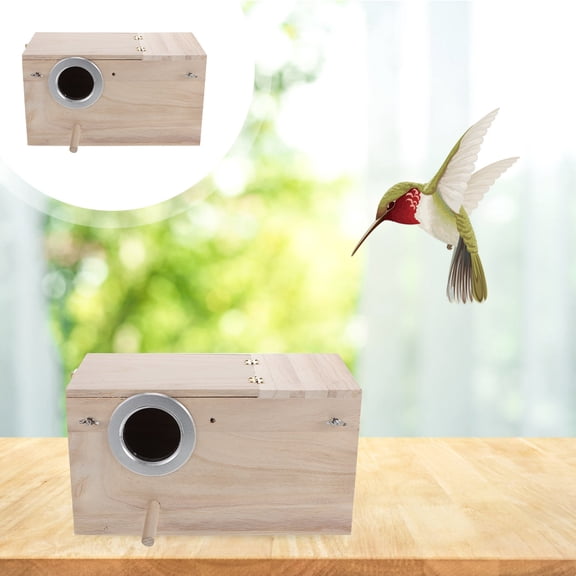 RENACLIPY Wood Bird Nesting Box in Beige Ideal for Finches and Small Wild Songbirds