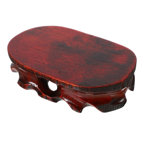 RENACLIPY Wood Display Pedestal Oval Figurine Stand Stone Base Fish Bowl Holder Wooden Vase Stand for Home and Office Decor