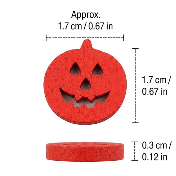 RENACLIPY 50 Pcs Pumpkin Shaped Wooden Buttons for Sewing, Fall Thanksgiving Crafts, Scrapbook Decor Accessories