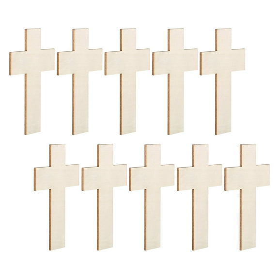 RENACLIPY Wooden Cross Shaped Crafts for Decor Beige Color Perfect for DIY Painting and Staining 10 Pieces