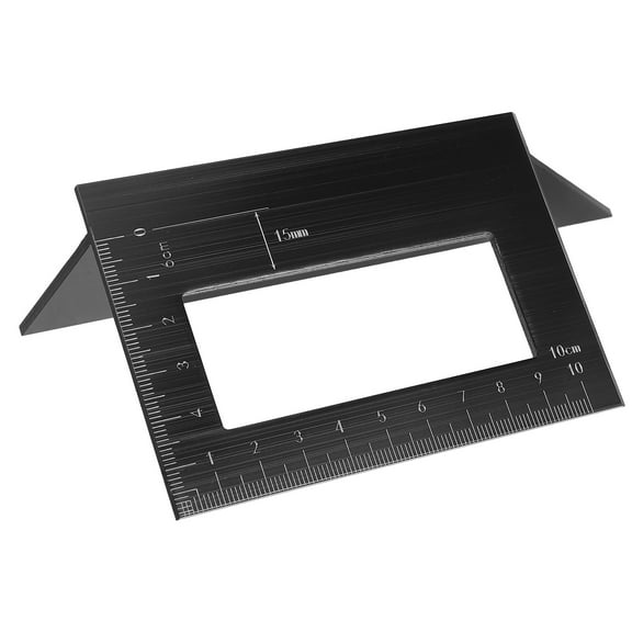RENACLIPY Woodworking Square Protractor Ruler in Black Aluminum with T Shape for 45 and 90 Degree Angles