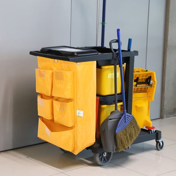 RENACLIPY Yellow Cloth Janitorial Replacement Bag for Cleaning Cart with Large Capacity and Material