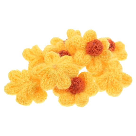 RENACLIPY Yellow Yarn Flower Patches Sew on for Clothing Decor and Repair 10Pcs