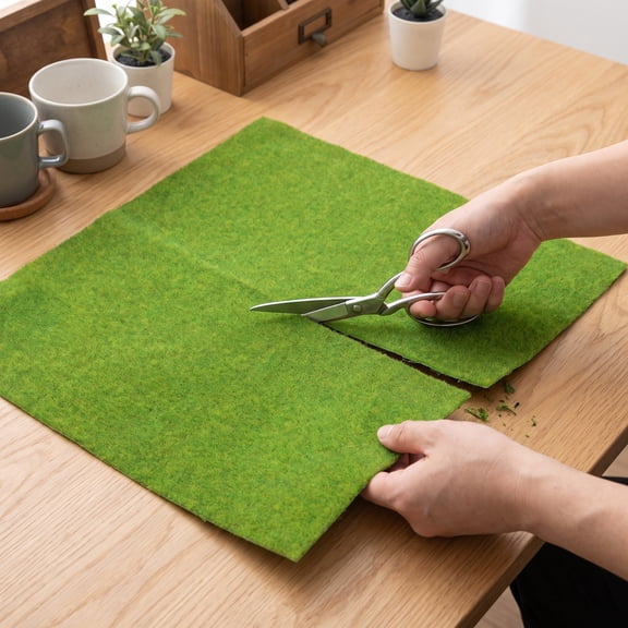 RENACLIPY Fake Grass Mat Green Plastic for Sand Table, Model Train Scenery, and Craft Projects