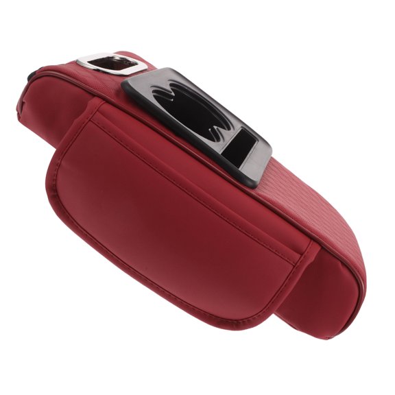 RENACLIPY Red PU Car Arm Rest Organizer with Cup Holder and Tissue Box, Multifunctional Design for Comfort 18x8x4 inches