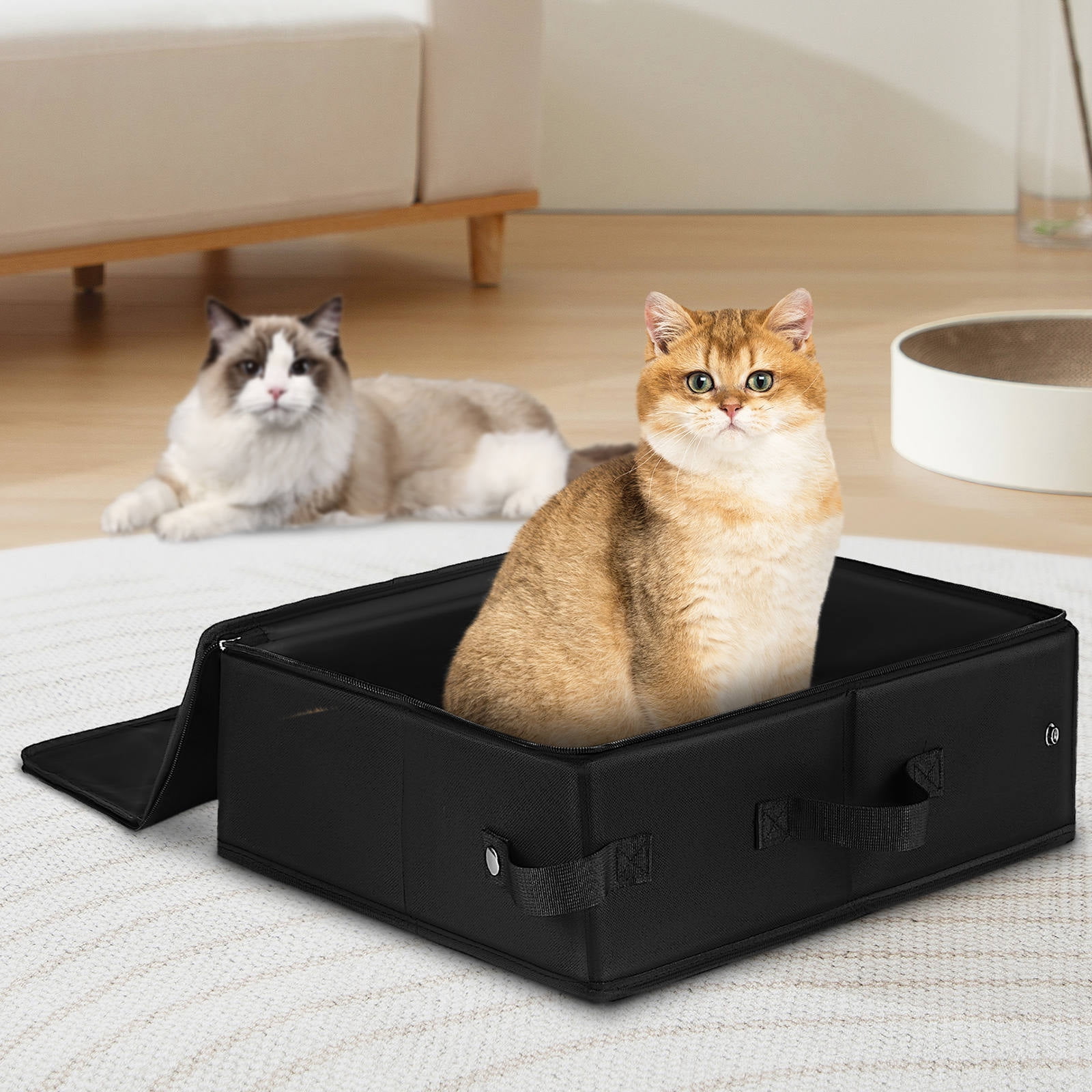 YOSADIER Renaclipy Portable Cat Litter Box with Black Oxford Fabric ...