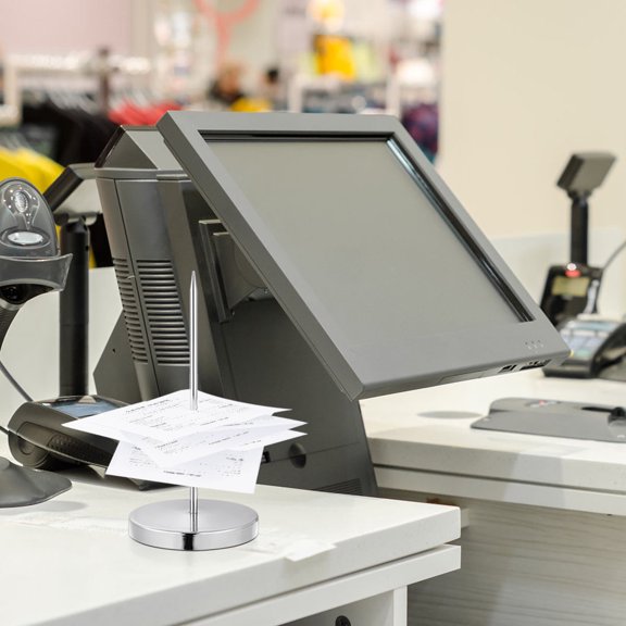 RENACLIPY 3Pcs Desk Receipt Holder Spindle Holder Metal Silver for Workplace Organization