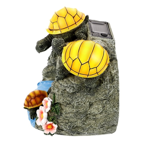 RENACLIPY Solar Powered Resin Turtle Garden Statue, Outdoor Lawn Downspout Decor in Multiple Colors for Yard