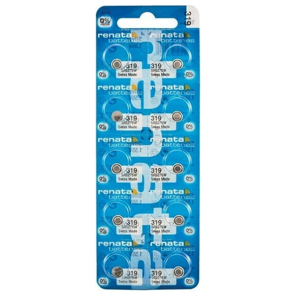 RENATA 319 Non-rechargeable Battery, Watch, Single Cell, Silver Oxide, 21 mAh, 1.55 V, SR64, Flat Top (1 piece)