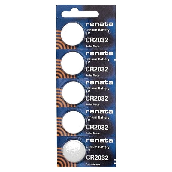 Renata CR2032 225mAh 3V Lithium (LiMNO2) Coin Cell Battery - 1 Piece Tear Strip