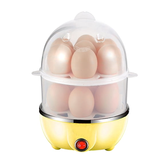 RENDZJ 220V Electric Egg Boiler 2-Layer Automatic Corn Steamer Milk Poacher(yellow)